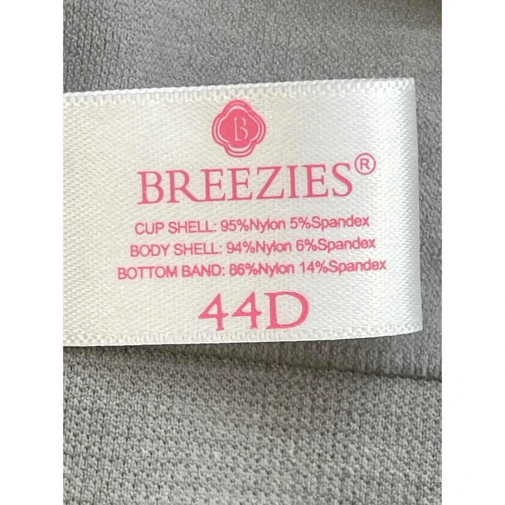 Breezies Bra Womens 44D Gray Seamless Lined Underwire Adjustable Strap